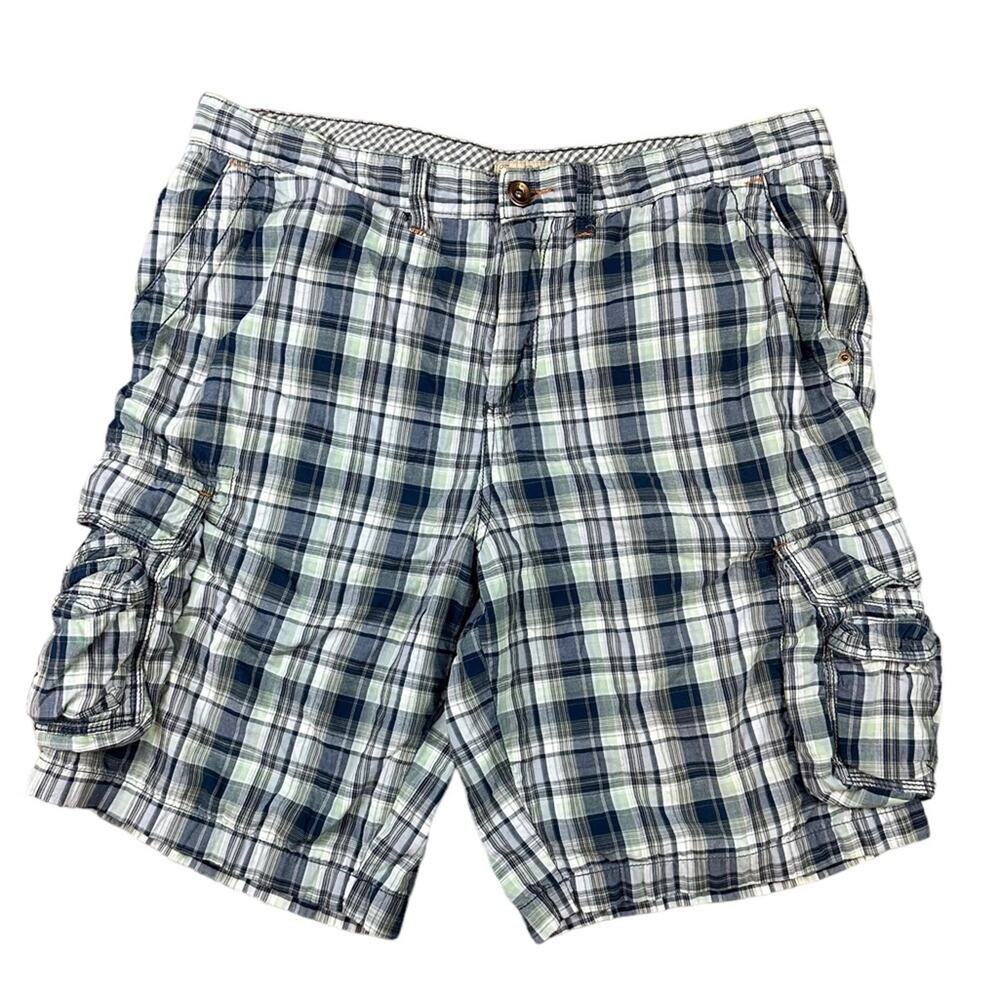 Tommy Bahama Plaid Cargo Shorts Size 38 Blue Green